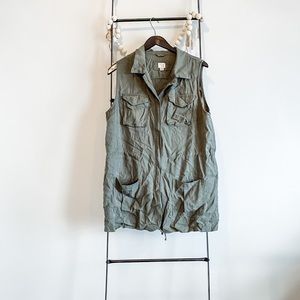 Utility Sleeveless Vest - Olive Green